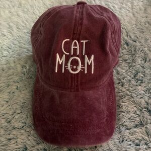 Cat Mom Burgundy Cap